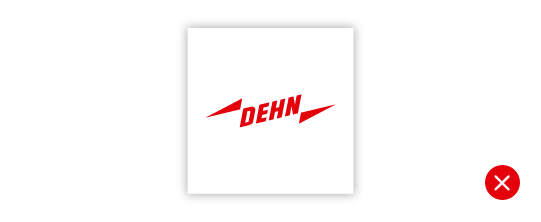 small DEHN logo red on white with a shadow arround - NOT ALLOWED!